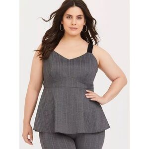Women’s Torrid Top Sleeveless Tank Grey/Black Peplum- Plus Sz 3 Goth Whimsigoth